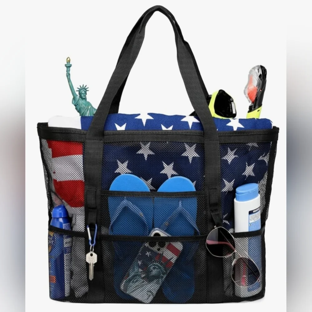 Black Mesh Beach Bag Tote. New With Out Tags.